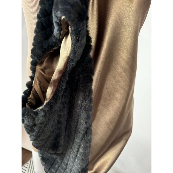 Ellen Kreager Designer Faux Fur Vest Black Sleeveless Jacket L - Picture 8 of 16